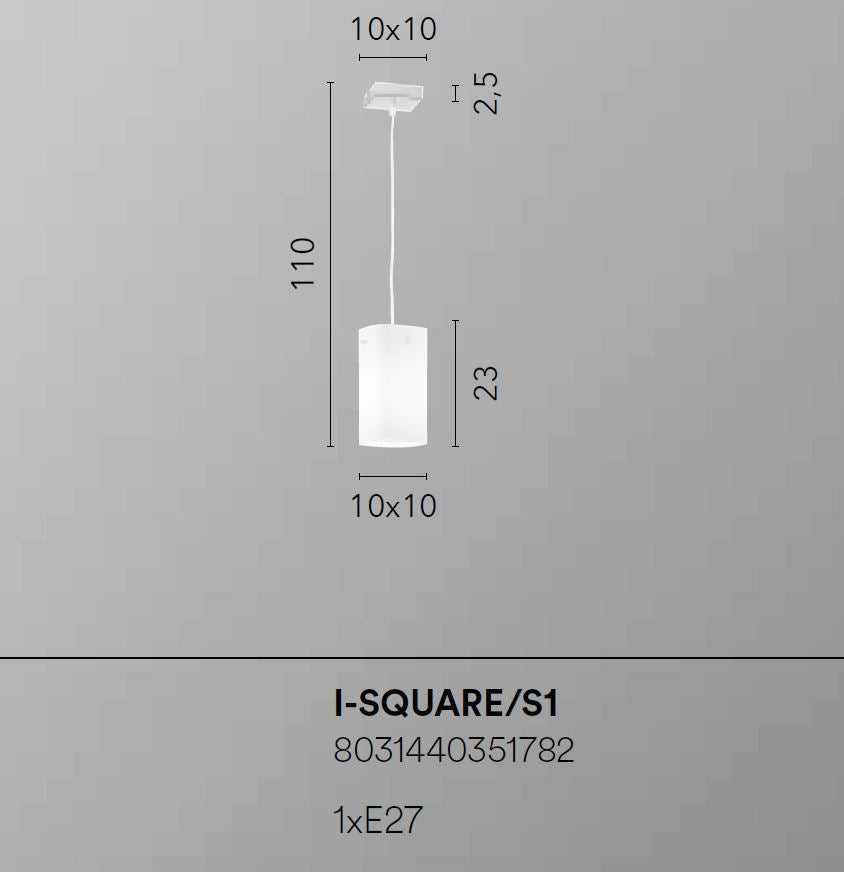 Sospensione in metallo bianco vetro bianco opale 1XE27 non incl. SQUARE Sospensione in metallo bianco vetro bianco opale 1XE27 non incl. SQUARE